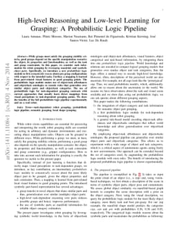 High-level Reasoning and Low-level Learning for Grasping: A
  Probabilistic Logic Pipeline