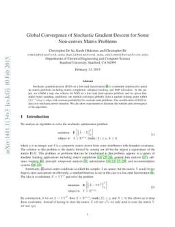 Global Convergence of Stochastic Gradient Descent for Some Non-convex
  Matrix Problems