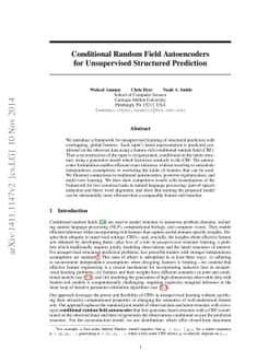 Conditional Random Field Autoencoders for Unsupervised Structured
  Prediction