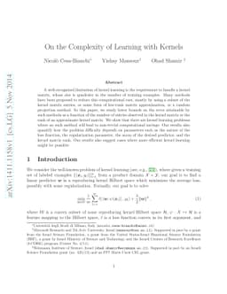 On the Complexity of Learning with Kernels