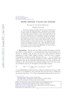 Higher criticism: $p$-values and criticism