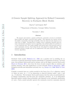 A Generic Sample Splitting Approach for Refined Community Recovery in
  Stochastic Block Models