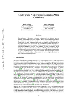 Multivariate f-Divergence Estimation With Confidence