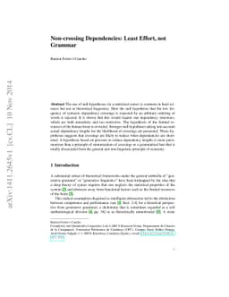 Non-crossing dependencies: least effort, not grammar