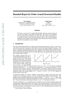 Bounded Regret for Finite-Armed Structured Bandits