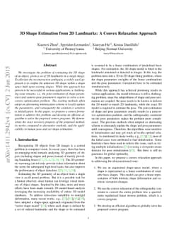 3D Shape Estimation from 2D Landmarks: A Convex Relaxation Approach