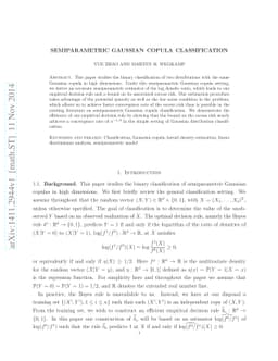 Semiparametric Gaussian copula classification