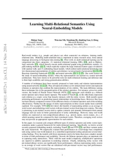 Learning Multi-Relational Semantics Using Neural-Embedding Models