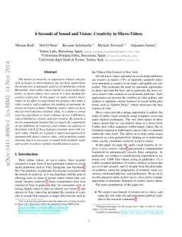 6 Seconds of Sound and Vision: Creativity in Micro-Videos