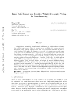 Error Rate Bounds and Iterative Weighted Majority Voting for
  Crowdsourcing