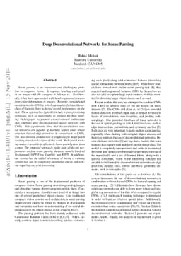 Deep Deconvolutional Networks for Scene Parsing