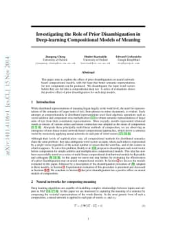 Investigating the Role of Prior Disambiguation in Deep-learning
  Compositional Models of Meaning