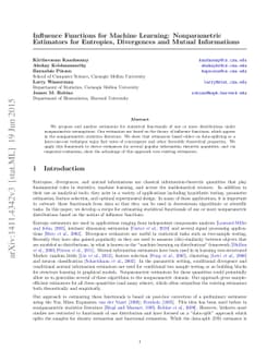 Influence Functions for Machine Learning: Nonparametric Estimators for
  Entropies, Divergences and Mutual Informations
