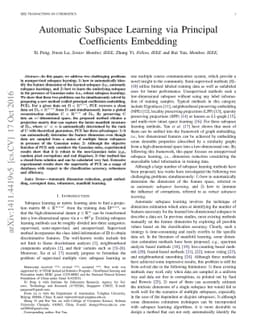 Automatic Subspace Learning via Principal Coefficients Embedding