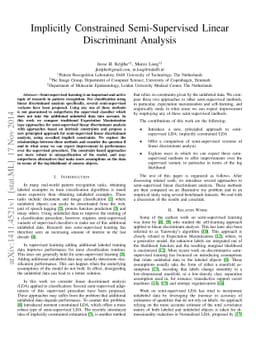 Implicitly Constrained Semi-Supervised Linear Discriminant Analysis