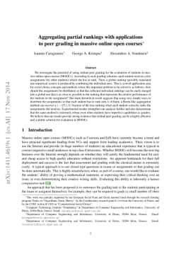 Aggregating partial rankings with applications to peer grading in
  massive online open courses
