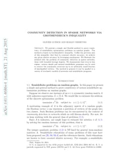 Community detection in sparse networks via Grothendieck's inequality