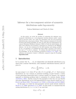 Inference for a Two-Component Mixture of Symmetric Distributions under
  Log-Concavity