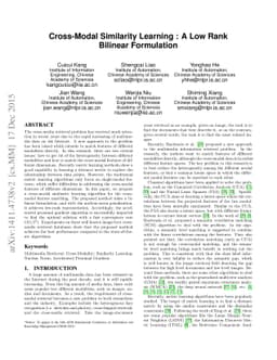 Cross-Modal Similarity Learning : A Low Rank Bilinear Formulation