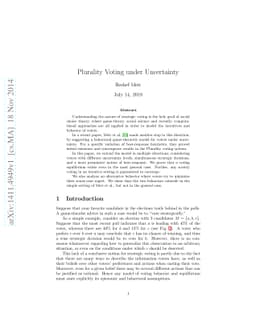 Plurality Voting under Uncertainty