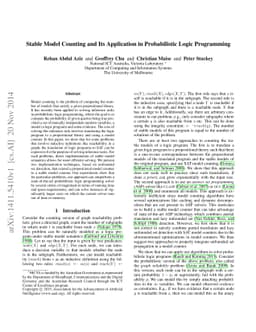 Stable Model Counting and Its Application in Probabilistic Logic
  Programming