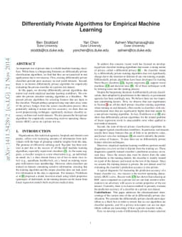 Differentially Private Algorithms for Empirical Machine Learning