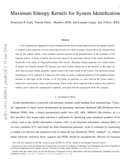 Maximum Entropy Kernels for System Identification