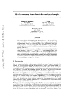 Metric recovery from directed unweighted graphs