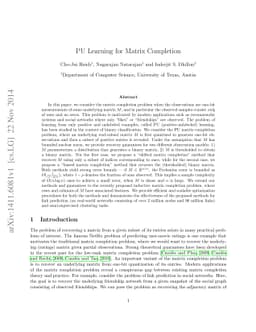 PU Learning for Matrix Completion