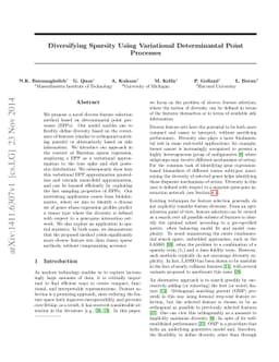Diversifying Sparsity Using Variational Determinantal Point Processes
