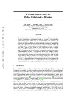 A Latent Source Model for Online Collaborative Filtering