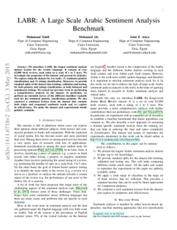 LABR: A Large Scale Arabic Sentiment Analysis Benchmark