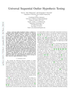 Universal Sequential Outlier Hypothesis Testing