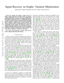 Signal Recovery on Graphs: Variation Minimization