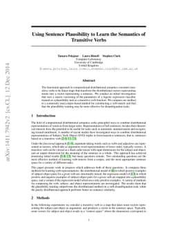 Using Sentence Plausibility to Learn the Semantics of Transitive Verbs