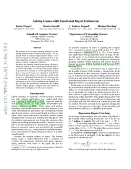 Solving Games with Functional Regret Estimation