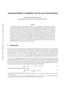 Guaranteed Matrix Completion via Non-convex Factorization
