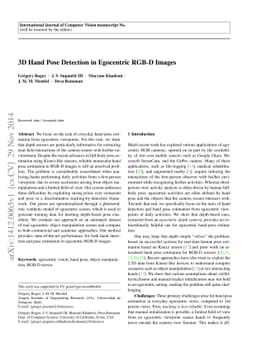 3D Hand Pose Detection in Egocentric RGB-D Images