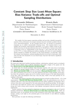 Constant Step Size Least-Mean-Square: Bias-Variance Trade-offs and
  Optimal Sampling Distributions