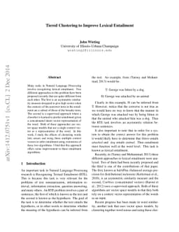 Tiered Clustering to Improve Lexical Entailment