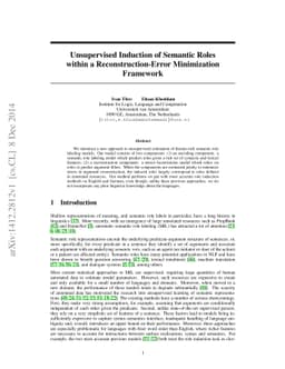 Unsupervised Induction of Semantic Roles within a Reconstruction-Error
  Minimization Framework