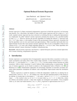 Optimal Reduced Isotonic Regression