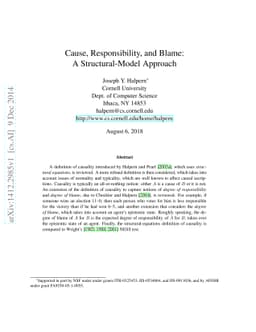 Cause, Responsibility, and Blame: oA Structural-Model Approach