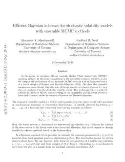 Efficient Bayesian inference for stochastic volatility models with
  ensemble MCMC methods