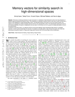 Memory vectors for similarity search in high-dimensional spaces