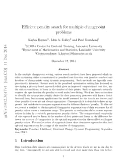 Efficient penalty search for multiple changepoint problems