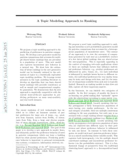 A Topic Modeling Approach to Ranking
