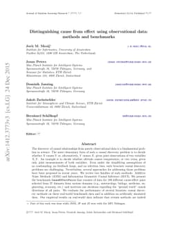 Distinguishing cause from effect using observational data: methods and
  benchmarks