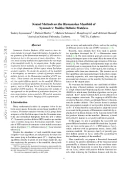 Kernel Methods on the Riemannian Manifold of Symmetric Positive Definite
  Matrices