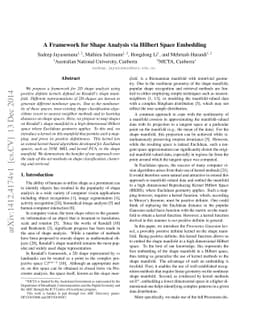 A Framework for Shape Analysis via Hilbert Space Embedding